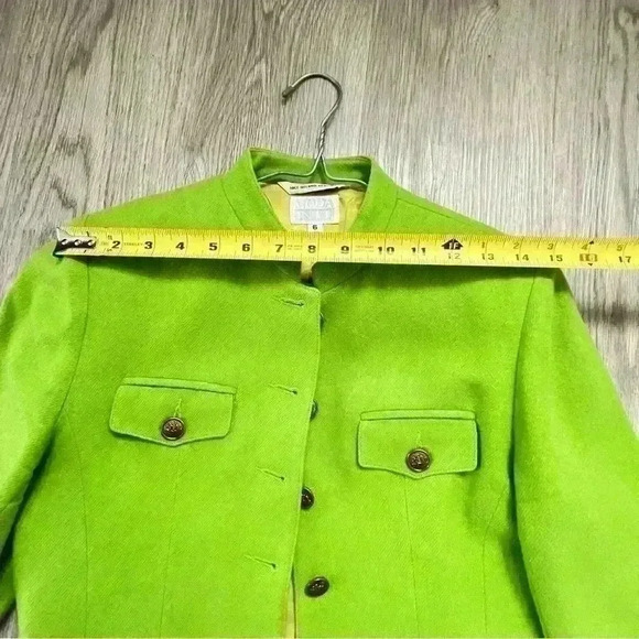 MODA  INTERNATIONAL LIME GREEN WOOL BLAZER SIZE 6 GREAT FOR FALL - Picture 9 of 12